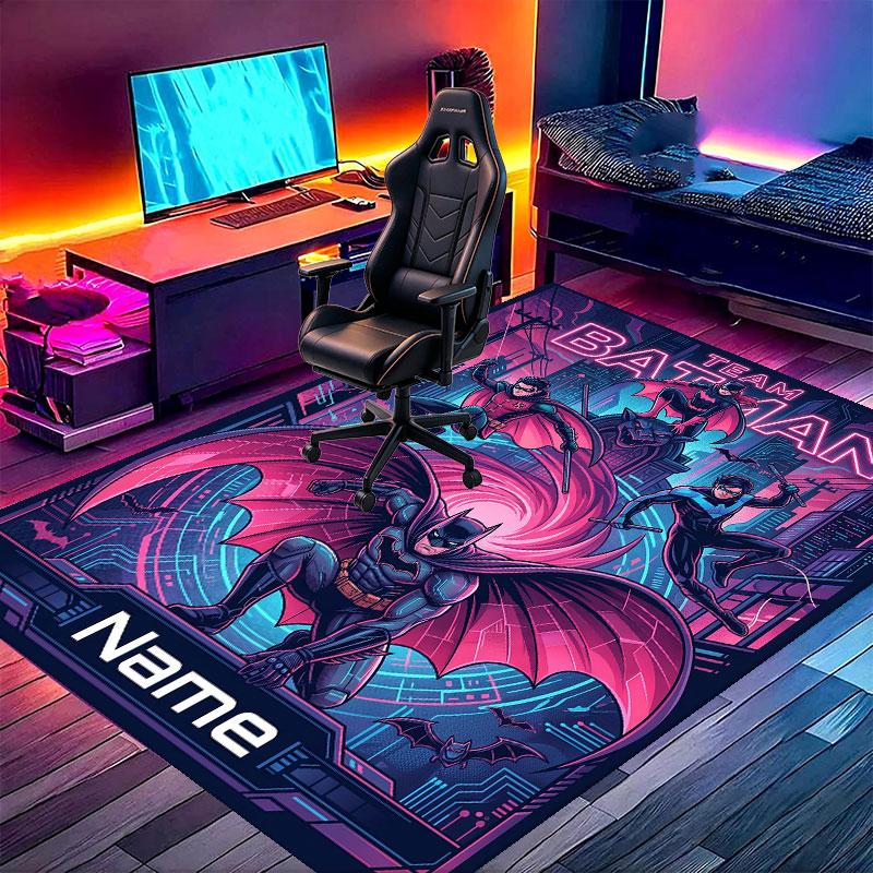 Custom Name Personalized Batman Print Carpet, Versatile Home Decor Rug, for Playroom, Apartment, Balcony, Entryway, Hallway Gift