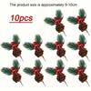 6/10pcs  Artificial Pine Cones and Red Berries - Perfect for Christmas Tree Toppers, Holiday Decorations, and Craft Projects