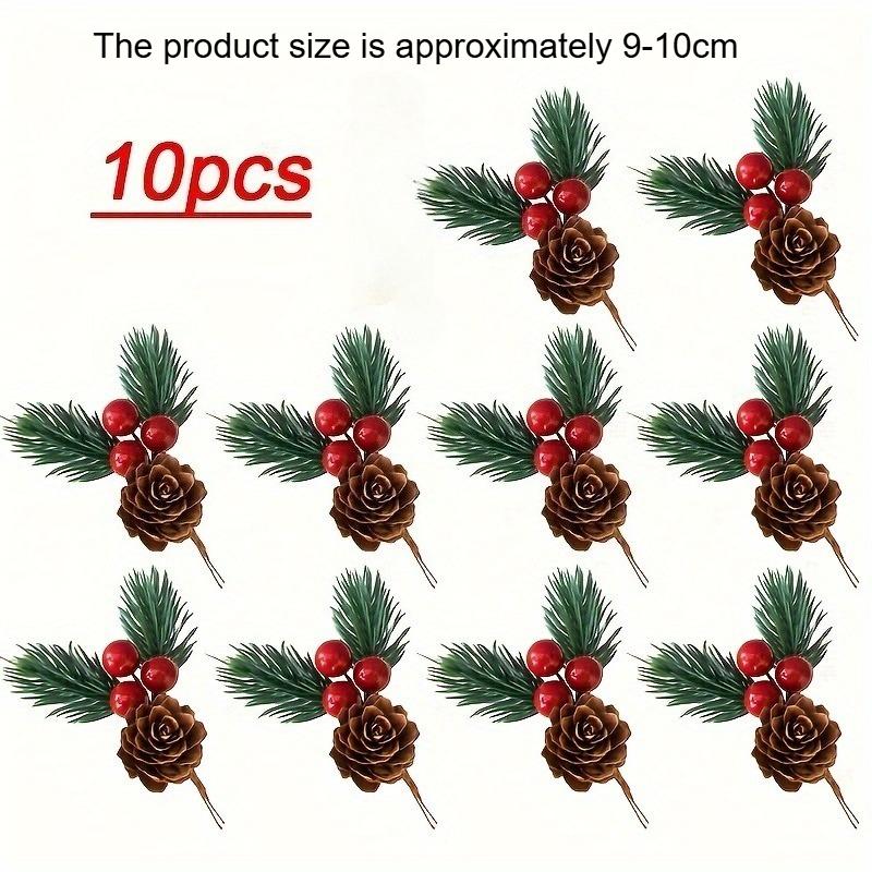 6/10pcs  Artificial Pine Cones and Red Berries - Perfect for Christmas Tree Toppers, Holiday Decorations, and Craft Projects