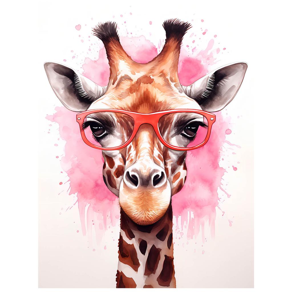 Pink Giraffe With Glasses Pink Giraffe With Glasses, 40X50 Cm, Frameless, Matte Paper 230 Gsm