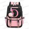 Подростковые рюкзаки Black Pink 26 инициалов Цветок Алфавит от А до Я Большая вместимость Харадзюку Мода Молния Эстетичный Школьная сумка для студентов