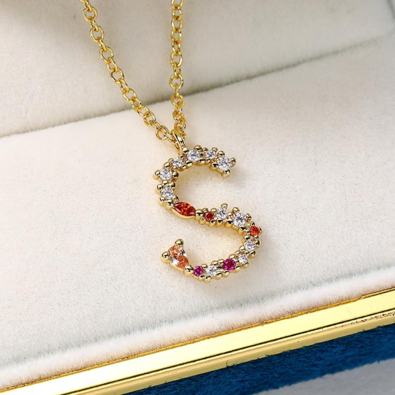 CAOSHI Stylish Women's Necklace with Letter S Pendant Bright Crystal Jewelry for Lady Personality Delicate Gift for Anniversary