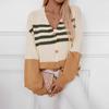 Striped Patchwork Cardigan Women's Sweater Autumn and Winter Clashing Colours Knitted Cardigan