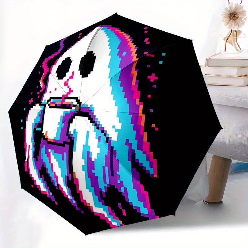 1pc Ghost Pixel Automatic Umbrella High Quality Canopy, Portable Folding Umbrella with, Ideal Gift for - Travel, Everyday, Formal Events, Stylish Acce