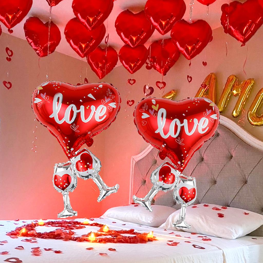 1 комплект воздушных шаров в форме сердца Love Wine для сюрпризов на День святого Валентина, романтических вечеринок, предложений руки и сердца, свадеб, юбилеев