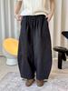 Louvre Winter Japanese Style Elastic Fleece Wide-Leg Balloon Pants - Women's Relaxed Fit