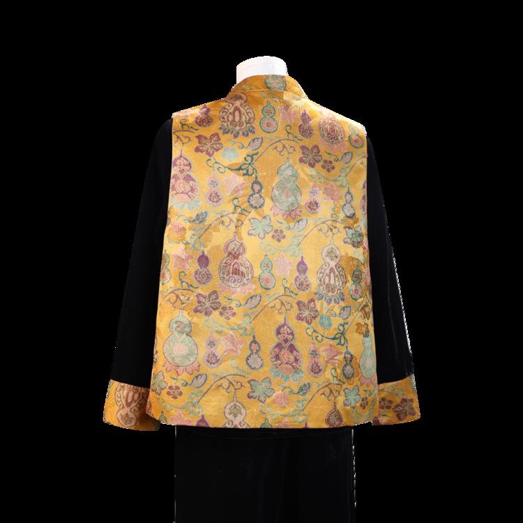 Элегантный трех peças-ный набор в золотистом бархате в стиле Тан для женщин среднего возраста - Коллекция Весна/Осень 2026
