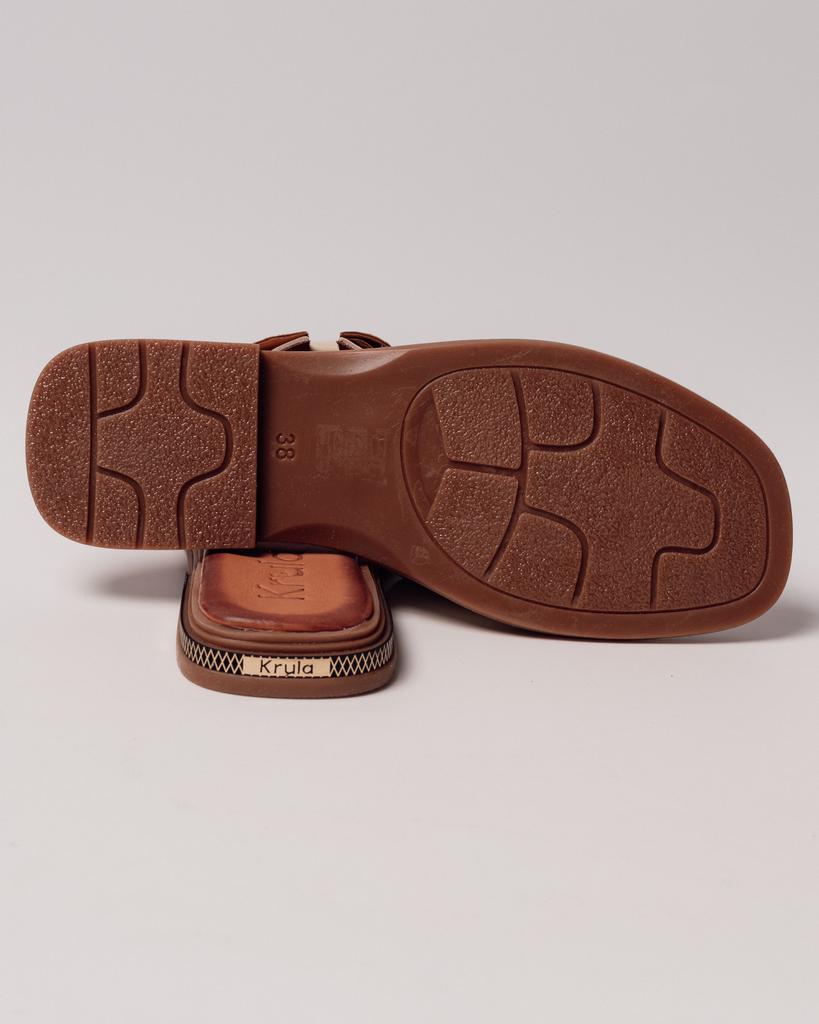 Шлепанцы с бантом Krula 21325 36 бежевые кожа