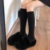 Осенне-зимние женские вязаные носки, однотонные теплые носки до колена с вертикальной планкой, модные носки в стиле Харадзюку в стиле Лолита