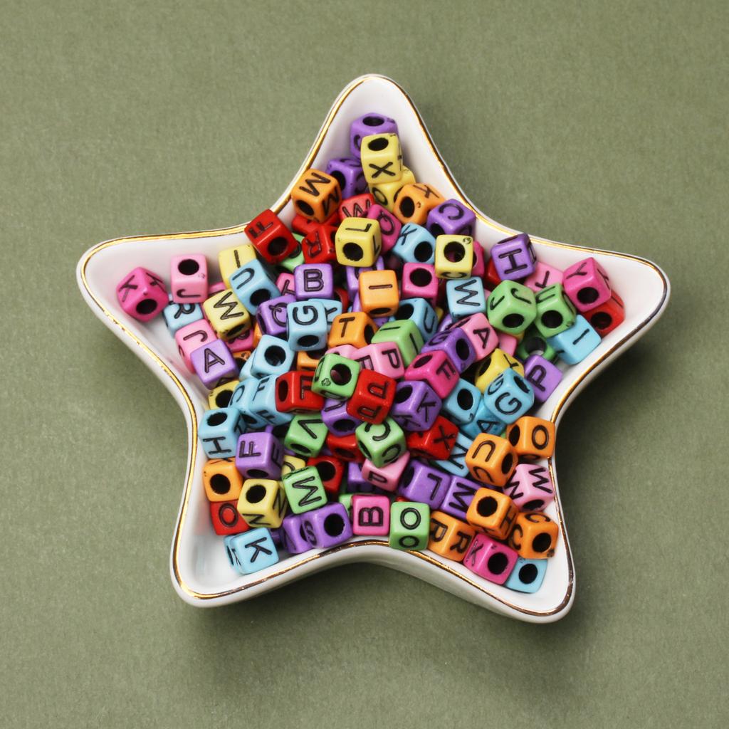 Мода 80 шт 6 мм Акриловый куб Материал Квадратная буква Сосновые бусины Ручной работы Браслет Изготовление ювелирных изделий Аксессуары DIY