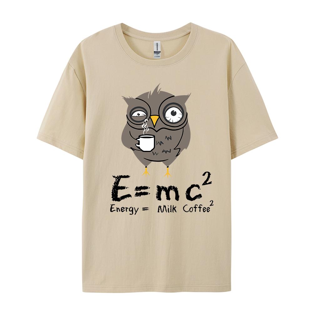 Мужская женская футболка E MC2 Energy Milk Coffee Pattern Shirts Street Fashion Cotton Short-shirts Top Clothing
