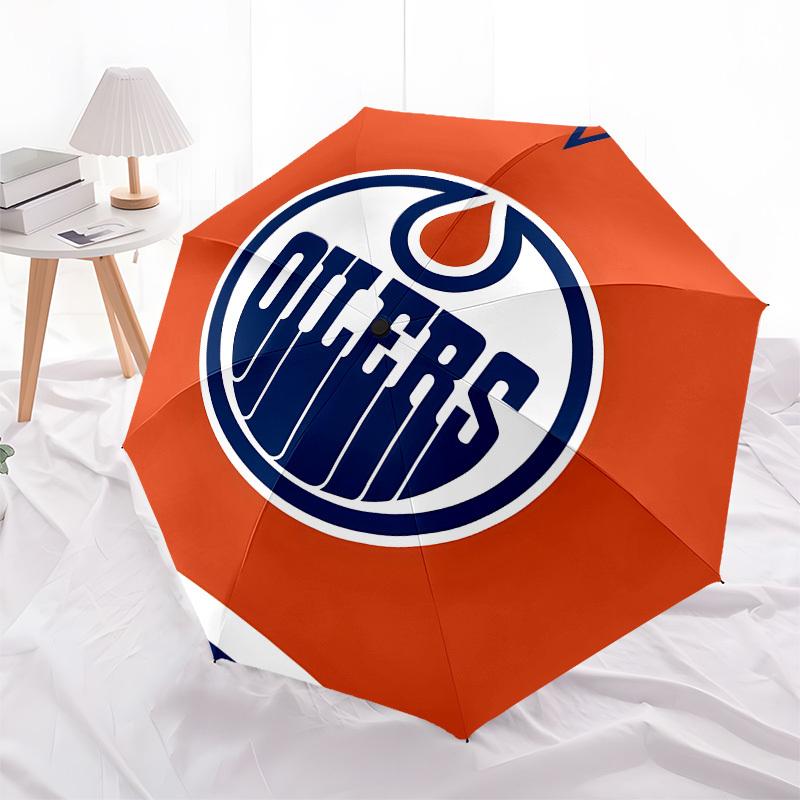 Edmonton Oilers, Hockey Puck Automatic Opening and Closing, 8 rib Structure Portable Umbrella, Suitable for Men and Women in All Seasons Pe
