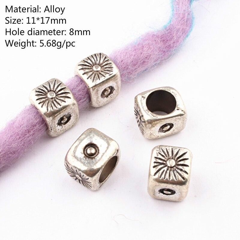 5pcs/bag Silver Metal Hair Rings Braid Dreadlocks Bead Hair Cuffs Dread Tube Charm Dreadlock for DIY Hair Accessaries