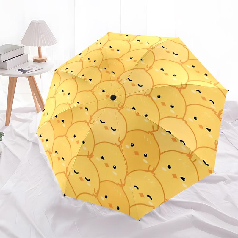 1pc Chicks Pattern Auto Open/close, All-Season Portable Folding Umbrella for Women & Men, Travel, Everyday, Formal Events - Compact Luxury Parasol, Ou