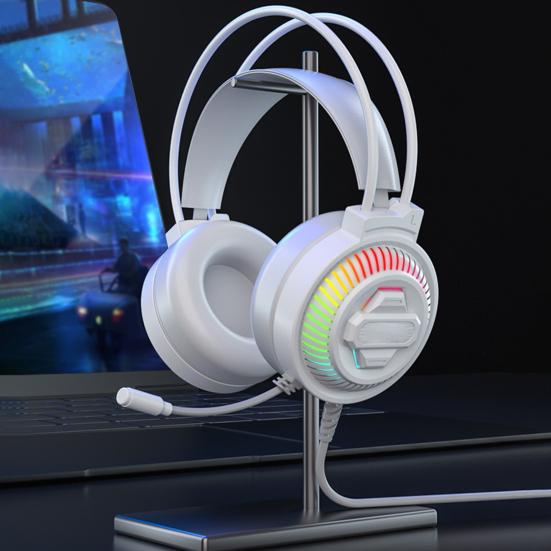 Проводные наушники PSH-400 Светящиеся Шумоподавляющие 3,5 мм USB Hi-Fi Стерео Игровая Гарнитура с Микрофоном для Настольного ПК