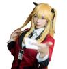 milky time Kakegurui Saotome Mary Cosplay Costume with Blonde Wig (XL)