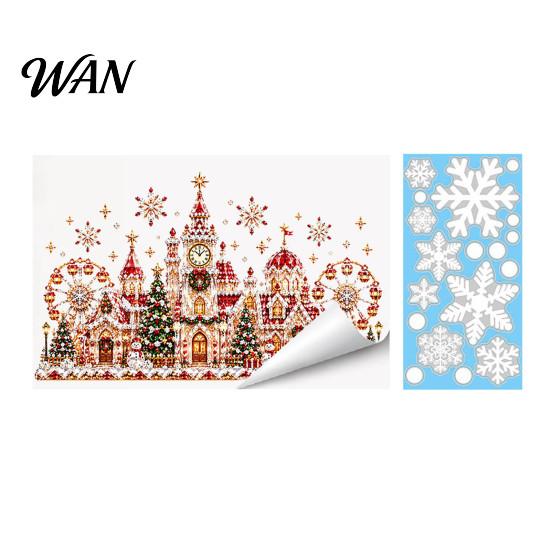 Modern Living Room Wall Art Decor Fairy Tale Christmas Window Cling, Ferris Wheel Tree Static Decorative Stickers for Nursery Walls Glass Decal,