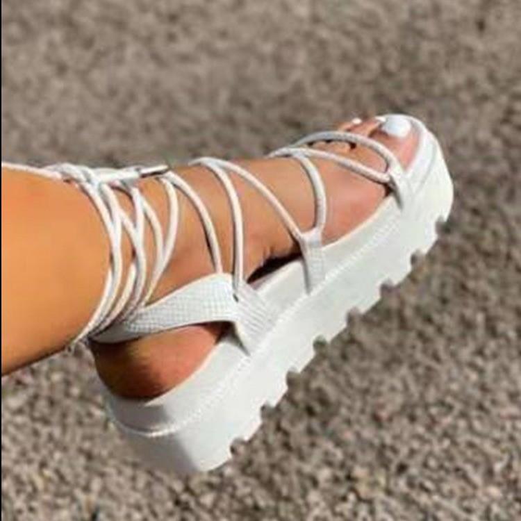Fashion Gladiator Sandals For Women 2024 Summer Woman Thick Bottom Platform Flats Women's Fashion Cross Strap Sandalias Female Shoes