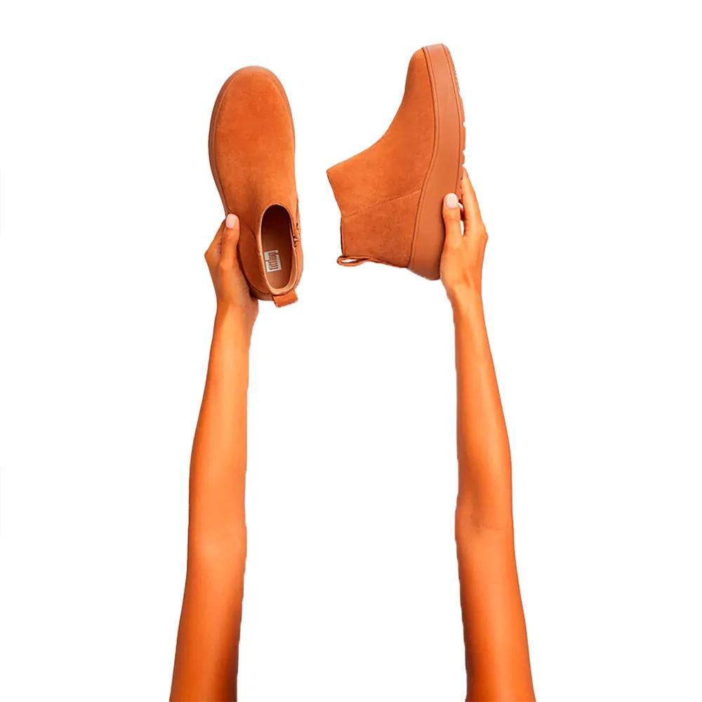 Fitflop F-Mode Suede Flatform Zip Ankle Buty