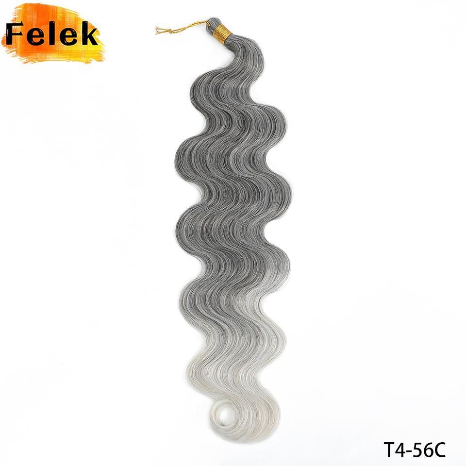 24" Body Wave Braiding Hair Extensions 3-5Pcs Synthetic Pre-Feathered Black Boho Box Braids for Goddess French Curl Crochet Hair