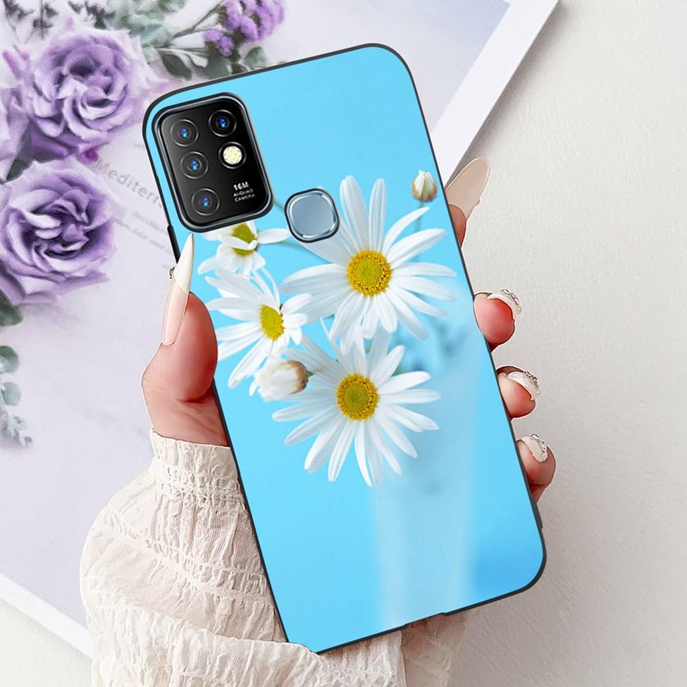Для Infinix Hot 10 Чехол Силиконовый Милый Кот Модные Цветы Роскошная Расписная Задняя Крышка Для Чехла Телефона Inifnix Hot 10 X682B X682C