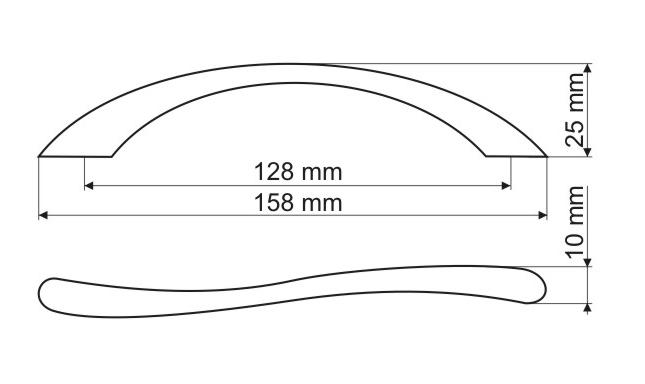 UN83 handle, polished chrome, 128mm