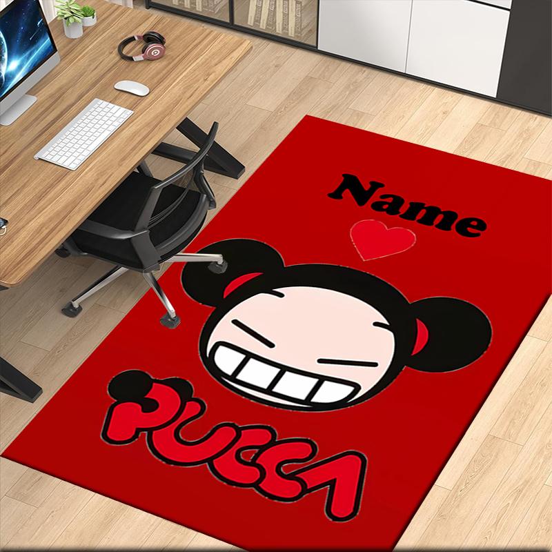 Custom Name Pucca Printed Carpet, for Office Chair Living Room Bedroom Kitchen Room Decor Gifts.