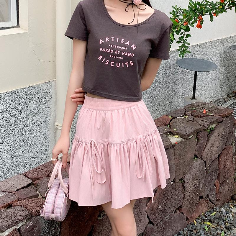 White Straps and Puffy Skirt for Women In Summertime Thin New Arrival Style Ballet Style Pleated Small Person Looking Slim A-line Short Skirt