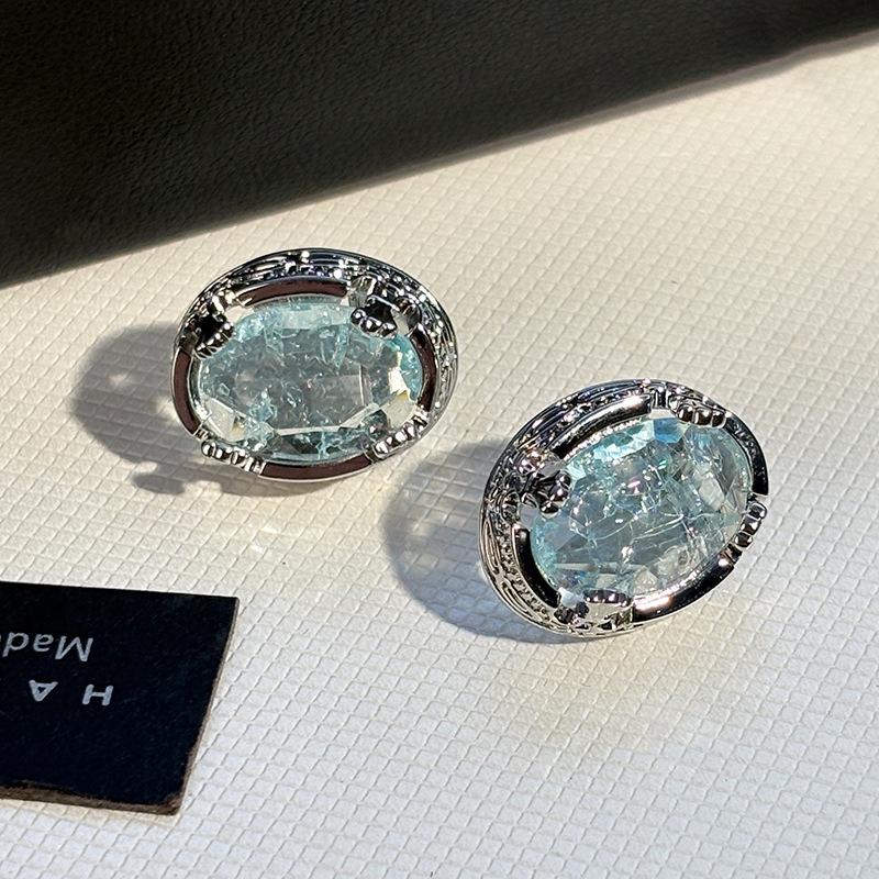 Серебряная Игла, Синий Кристалл, Уникальный Дизайн, Большие Серьги для Женщин с Премиальным и Изысканным Ощущением, Нишевые Серьги и Серьги, Новый Стиль