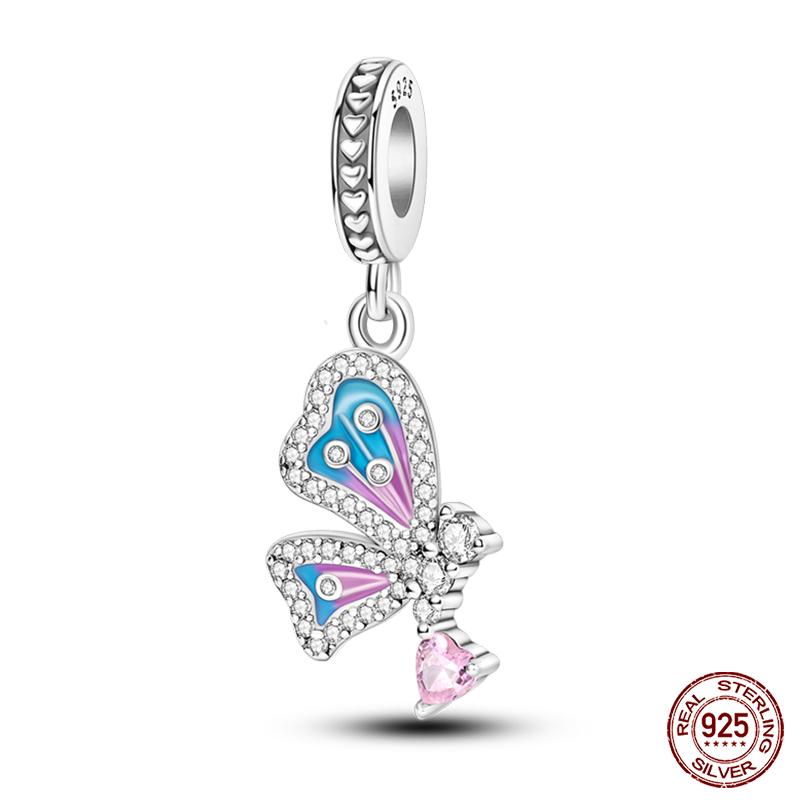 Fashion S925 Silver Colorful Butterfly Dragonfly Hummingbird Spring Series Charms Beads Fit S925 Original Bracelet Jewelry