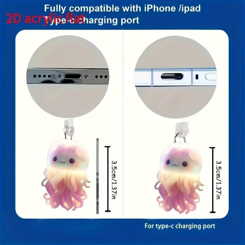 Пылезащитная заглушка для порта USB Type-C с 2D акриловым брелоком-подвеской, пылезащитный брелок для телефона, аксессуары для телефона, украшения для телефона