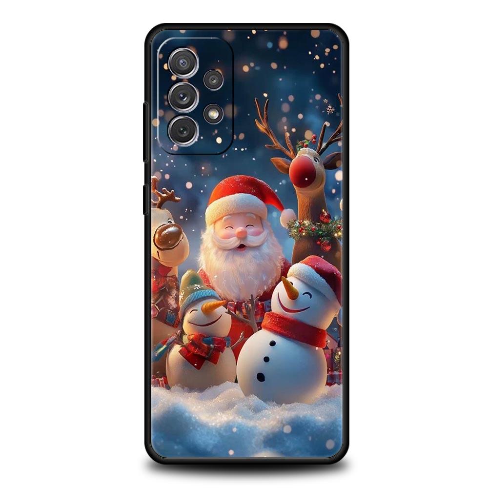 Чехол для телефона на Новый год и Рождество для Samsung Galaxy A55 A35 A17 A07 A15 A13 A25 A51 A71 A72 A73 A32 A52 A52S A41 5G Мягкий корпус из ТПУ