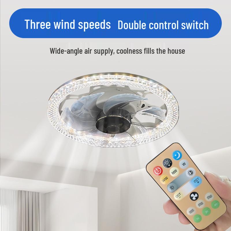 Скандинавский светодиодный потолочный вентилятор с пультом - Минималистичный круглый дизайн для современной спальни или ресторана