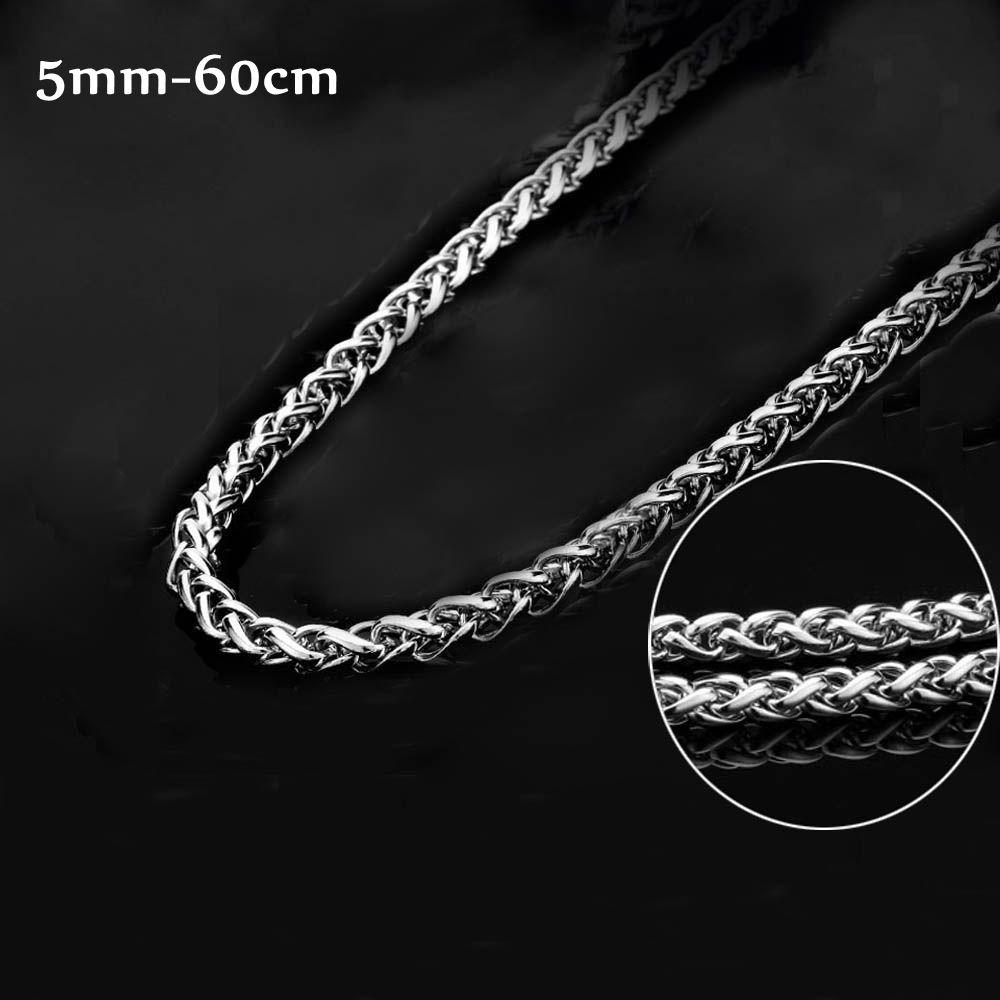 Men Silver Color Cool Choker Metal Collar Stainless Steel Necklace Braided Wheat Chain Heavy Link