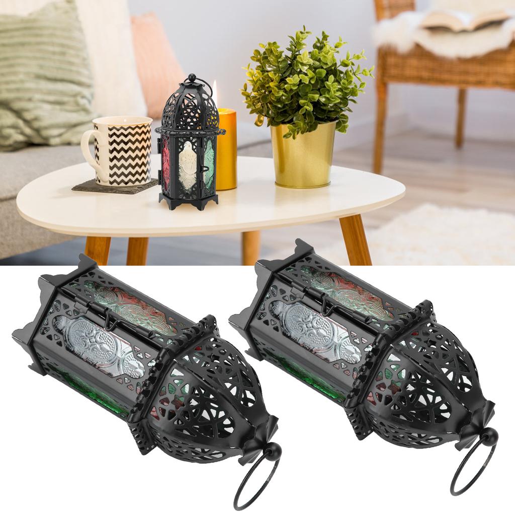 2Pcs Vintage Castle Candle Holder Black Retro Iron Metal Wedding Home Decorations