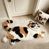 Realistic Cat Faux Cashmere Floor Mat Thickened Bedside Rug Absorbent Bathroom Foot Pad Cute Pet Bedroom Carpet
