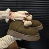 Cute Hairball Platform Snow Boots Women's Warm Plush Thickened Cotton Shoes Fluffy Short Boots