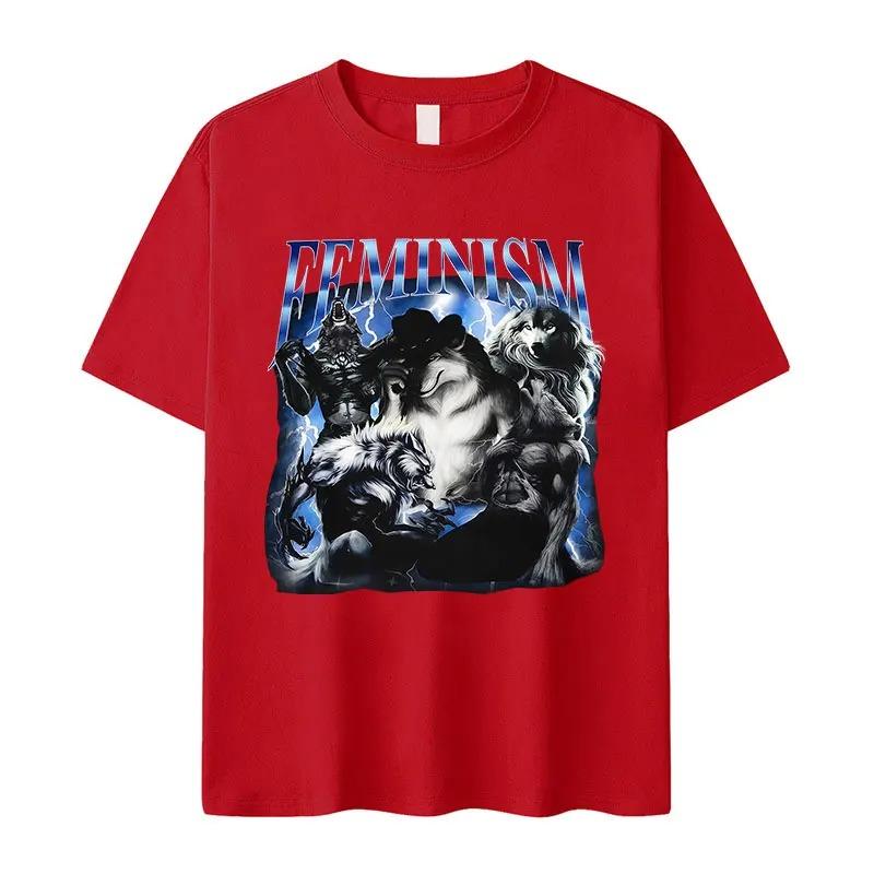 Humor Fashion Tee Funny Feminism Alpha Wolf Graphic TShirt Short Sleeve Casual Tshirts Vintage High Quality Cotton Tshirt
