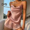 2 Pcs/Set Women Vest Shorts Suit V Neck Sleeveless Satin Solid Color Top High Waist Short Trousers Homewear Loungewear Outfit Summer Loungewear