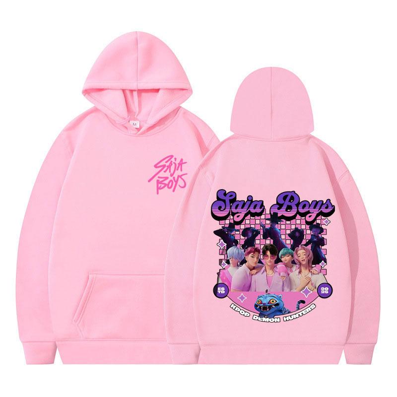 Худи Saja Boys Kpop Охотник на демонов Смешной мультяшный Худи Осенне-зимний Эстетичный тренд Хип-хоп Пуловер Мужские Женские Оверсайз Худи