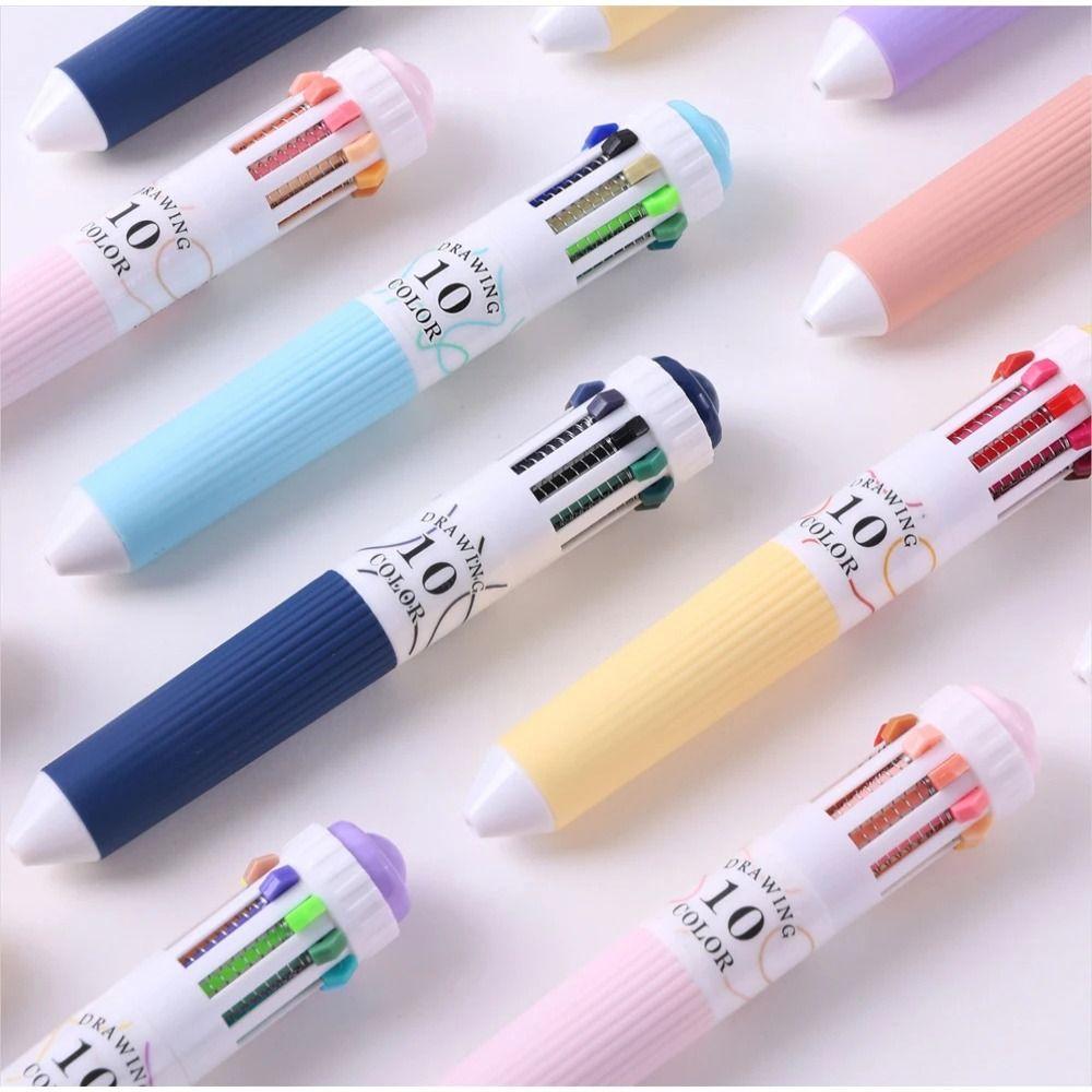 6Pcs/Set Multi-Function Colored Pens 10-in-1 Multicolor Pens  for Painting Study Marking