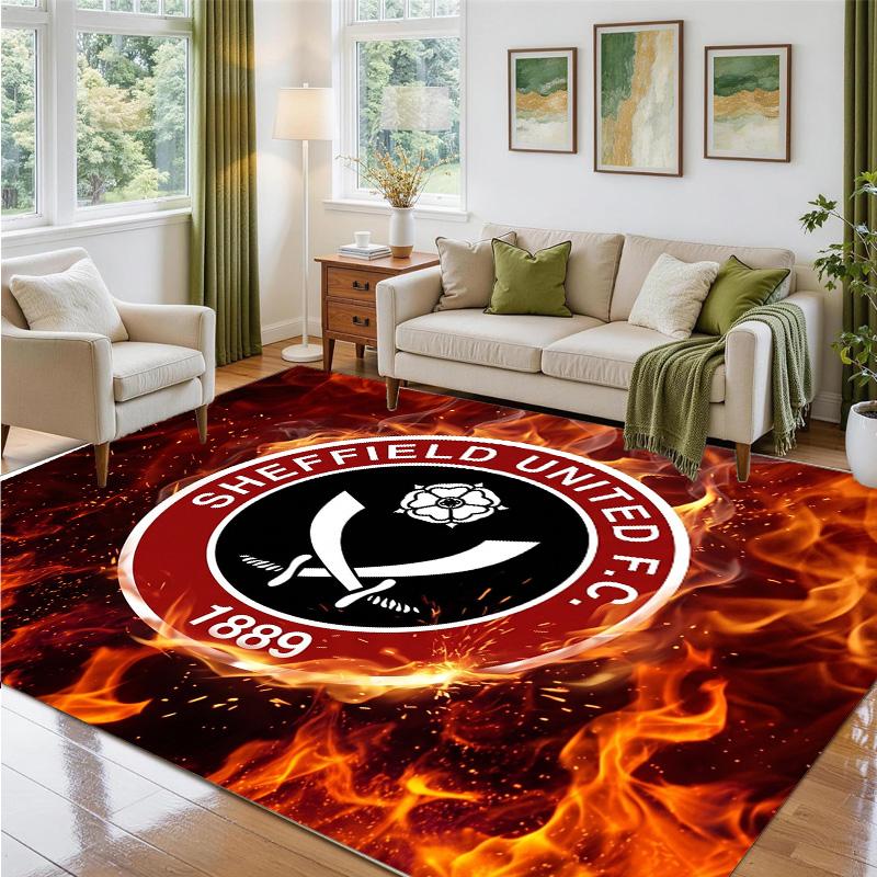 Sheffield United Football Design Crystal Velvet Rug Soft Decorative Mat for Bedroom Entrance