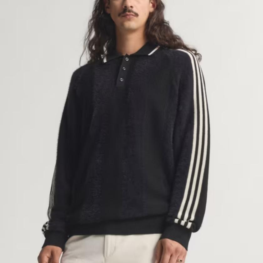 adidas Оригинальный премиальный вязаный поло-свитер мужской Черный JX3835