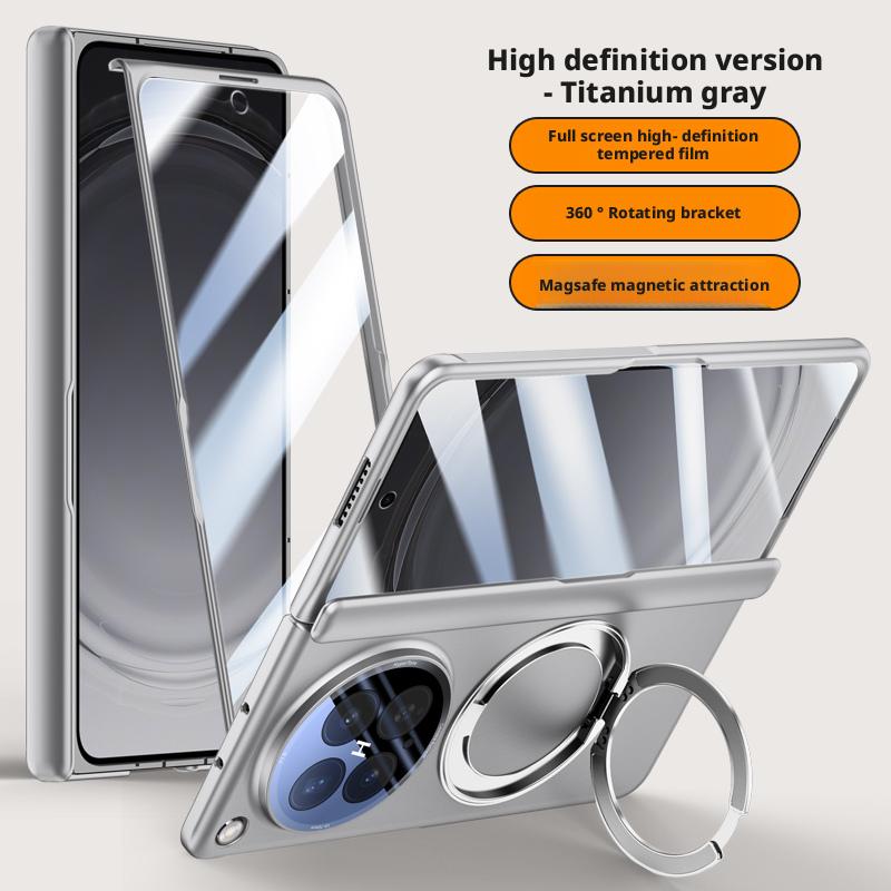 Чехол для Oppo Find N6, приятный для кожи, матовый, с магнитным креплением, вращающимся на 360° кронштейном, складным шарниром, с защитной пленкой для объектива, жесткий чехол
