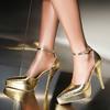 Роскошные женские туфли-лодочки на высоком каблуке, обувь на платформе, сексуальные, новые 2025, с ремешком, золотистые, серебристые, на каблуке, для офиса, танцев, свадьбы, обувь для стриптиза, женские