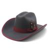 Men'S Knight Hat Felt Hat Maoni Hump Top Feather Western Cowboy Hat