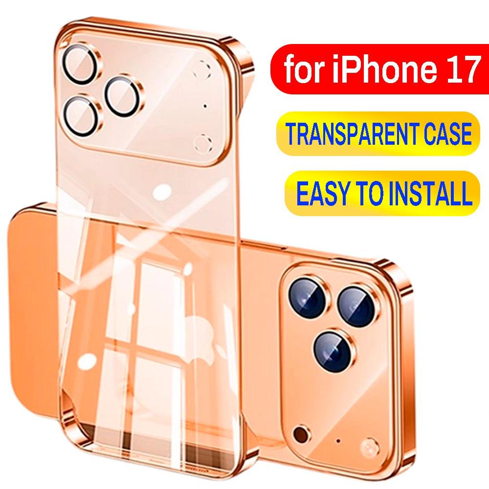 Ультратонкий прозрачный чехол для IPhone 17 Pro Max Матовый Жесткий Покрытие PC Всестороннее Защитное Стекло для Камеры Ударопрочный Корпус для IPhone 17Air