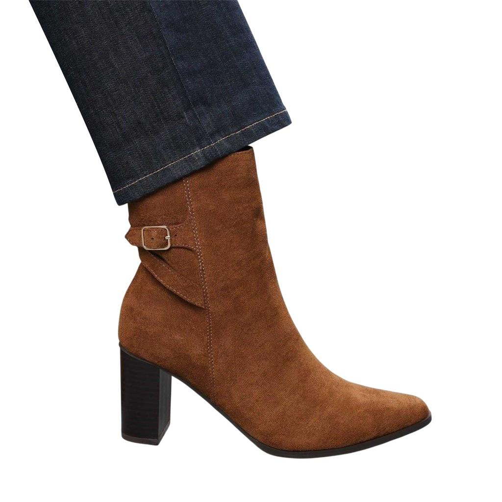 Where's That From Womens/Ladies Suedette Block Heel Ankle Boots