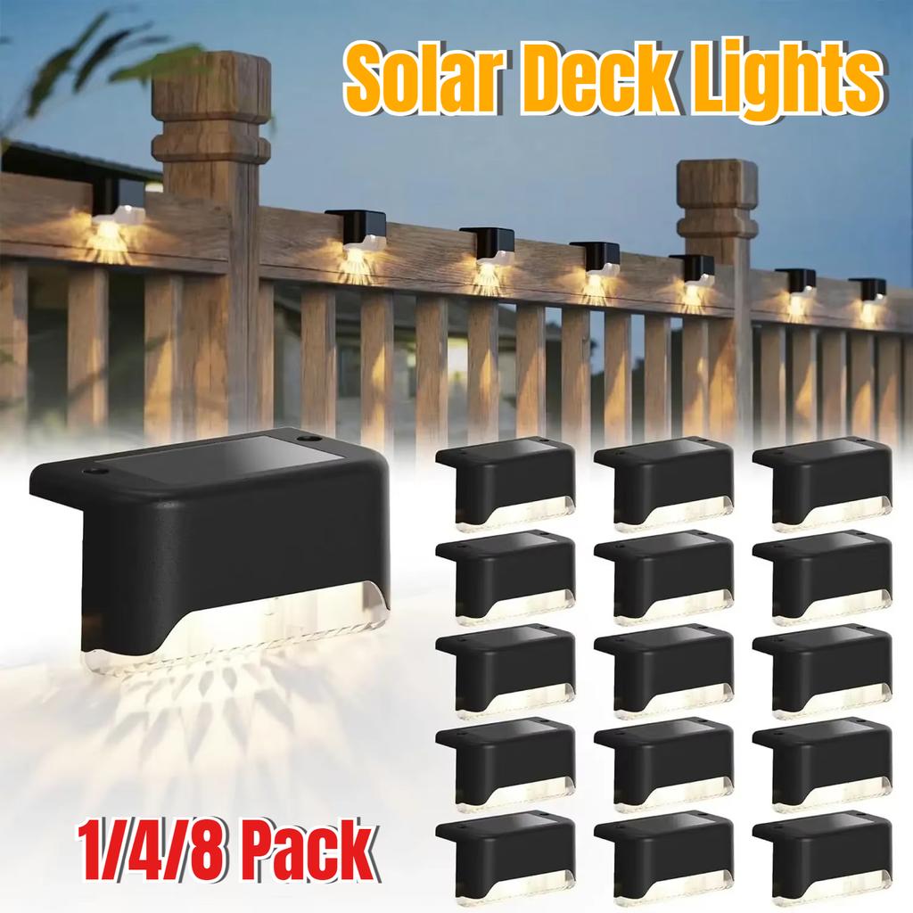 1/4/8Pack Solar Deck Lights Outdoor Step Lights Waterproof Led Solar Lights for Railing Stairs Step Fence Yard Patio and Pathway