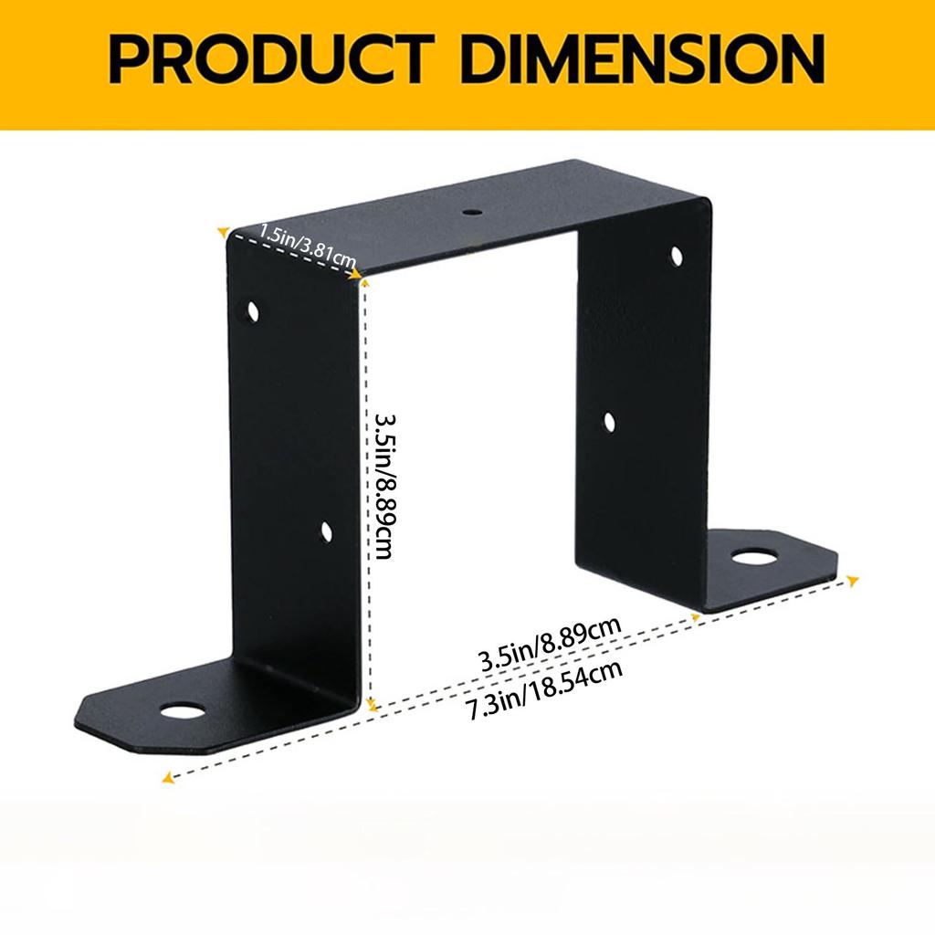 4Pcs Heavy Duty Deck Fence Brackets For 4x4inch Wood Post Beam With Black Powder Coating for Efficient Structure Support